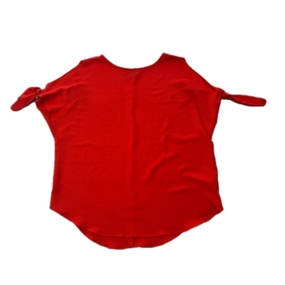 I Jeans by Buffalo Red Short Sleeve Blouse with Cut-out Tie Sleeves Size Medium